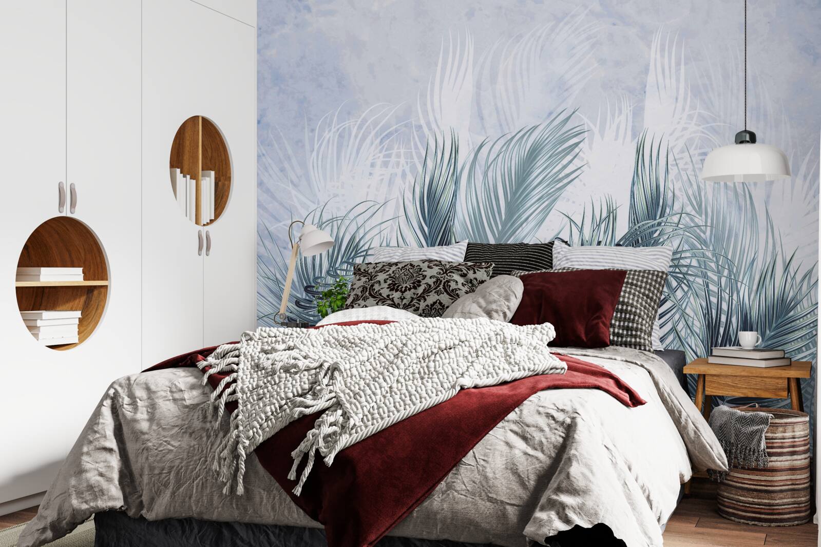 Fototapeta pióra są jak mgła wśród liści