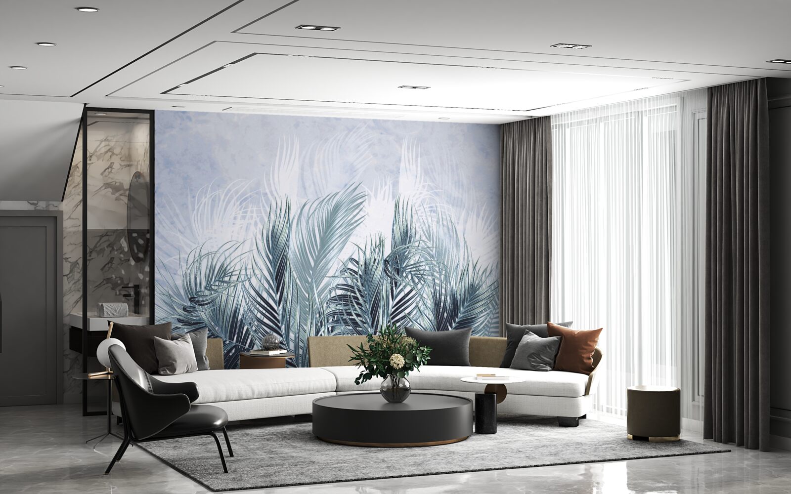 Fototapeta pióra są jak mgła wśród liści