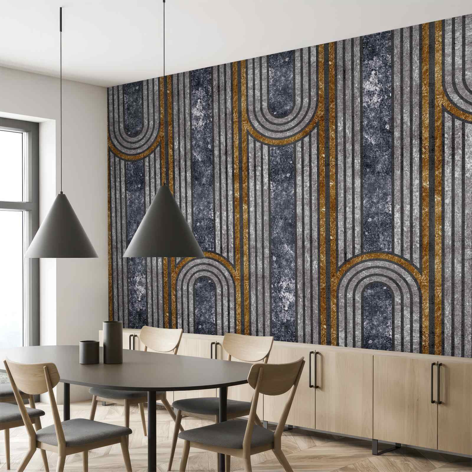 Fototapeta linie pionowe, które pozostają proste i te, które się wyginają