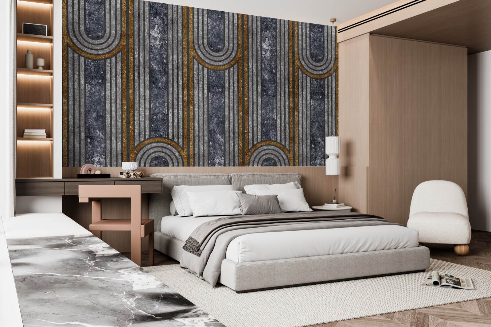 Fototapeta linie pionowe, które pozostają proste i te, które się wyginają