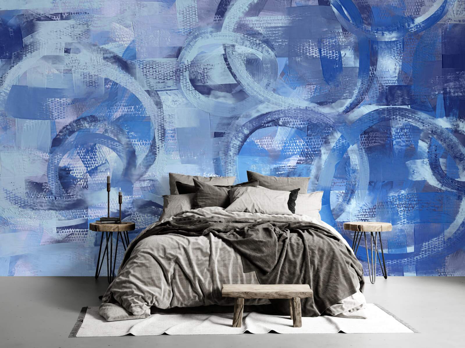 Fototapeta pierścienie wodne na niebieskiej powierzchni