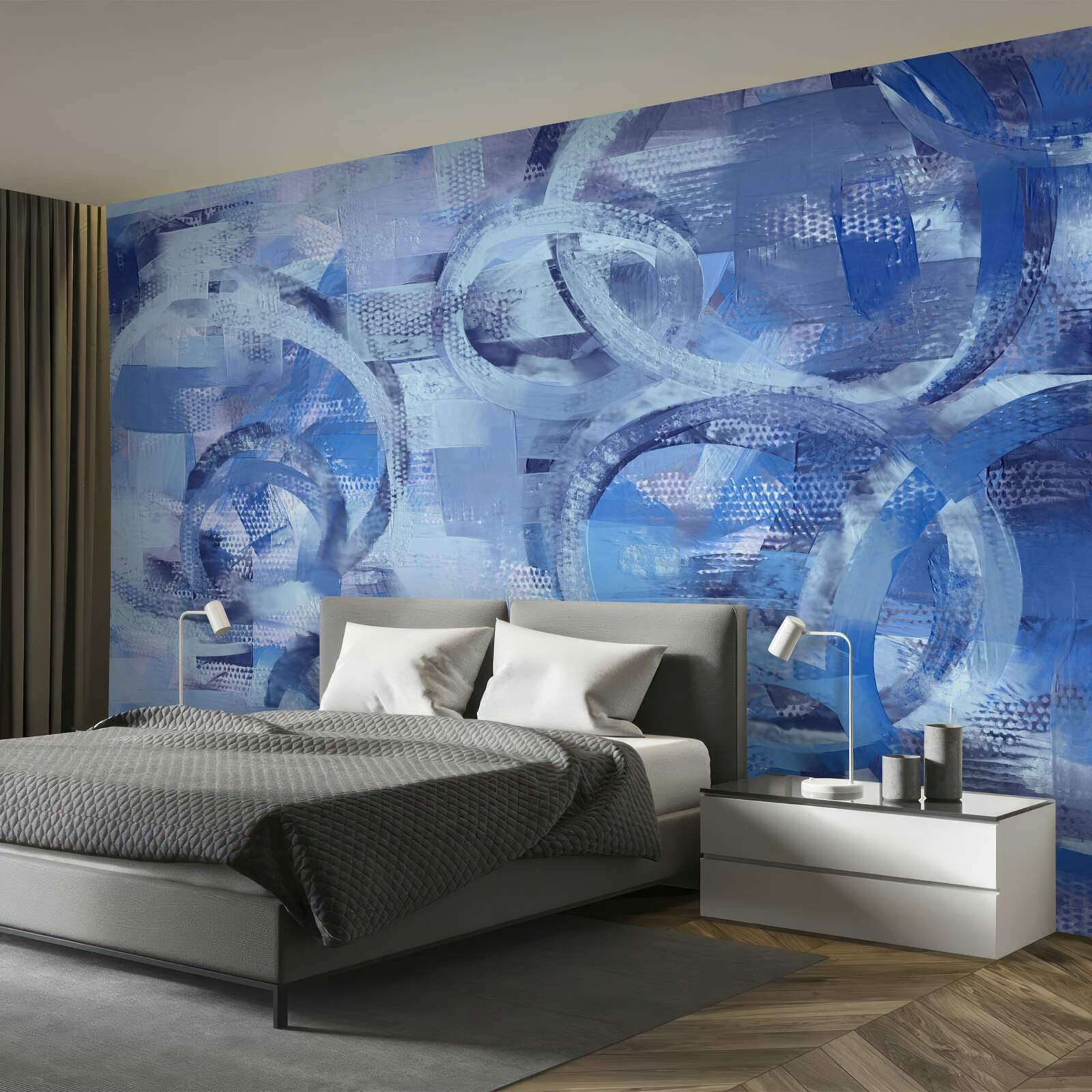 Fototapeta pierścienie wodne na niebieskiej powierzchni