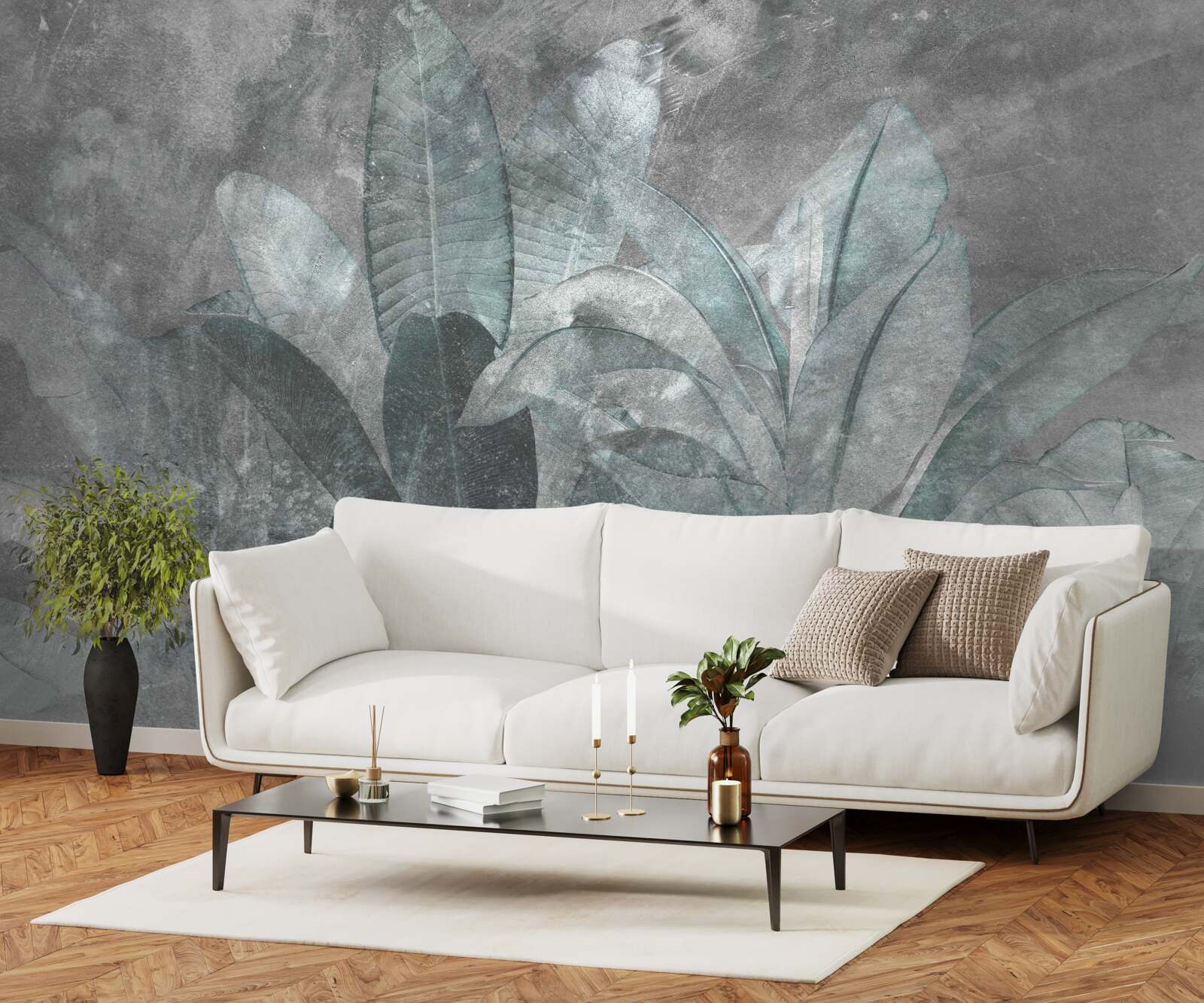 Fototapeta paproć pod gęstą ulewą