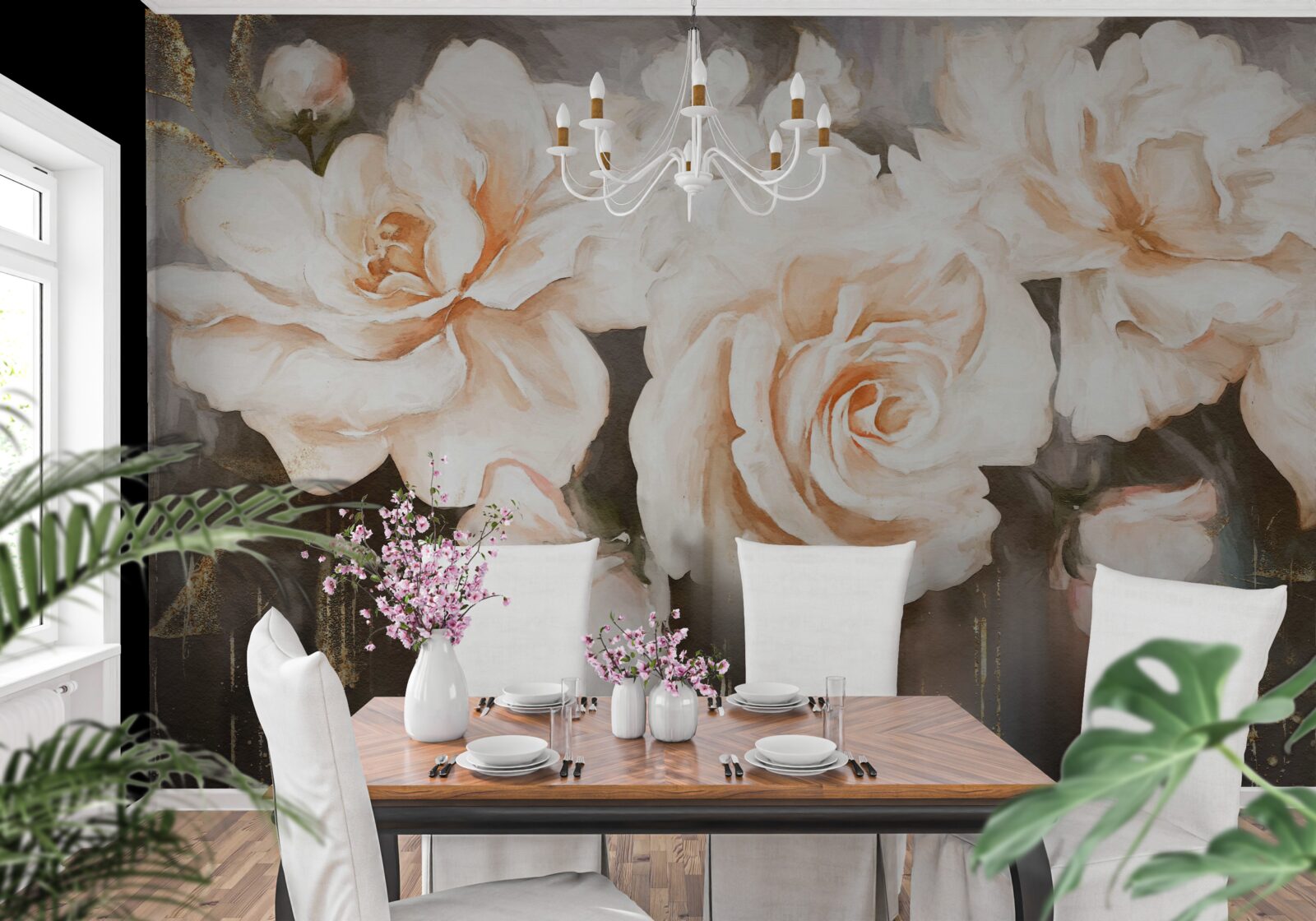 Fototapeta róże mają luksusowy kremowy odcień