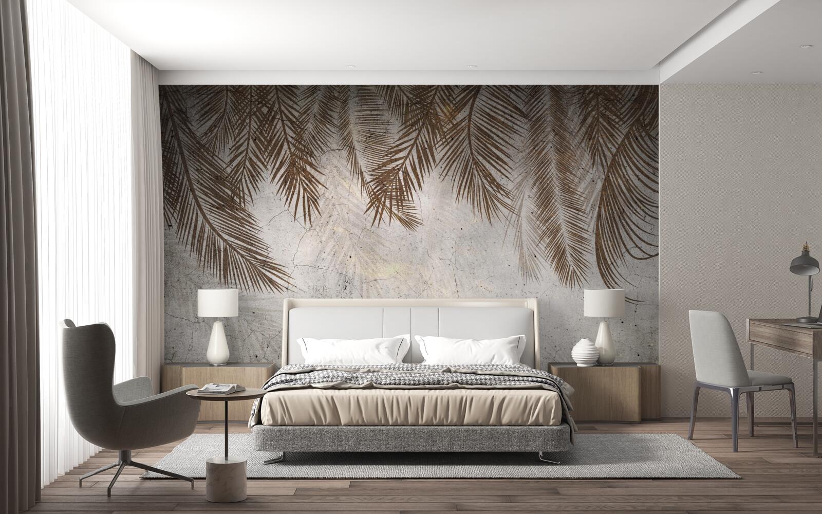 Fototapeta zwisają złote liście paproci