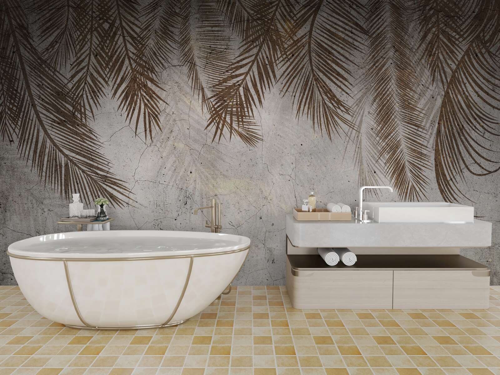 Fototapeta zwisają złote liście paproci