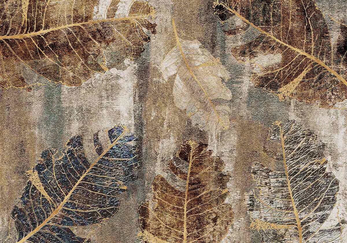 Fototapeta złote i czarne liście paproci