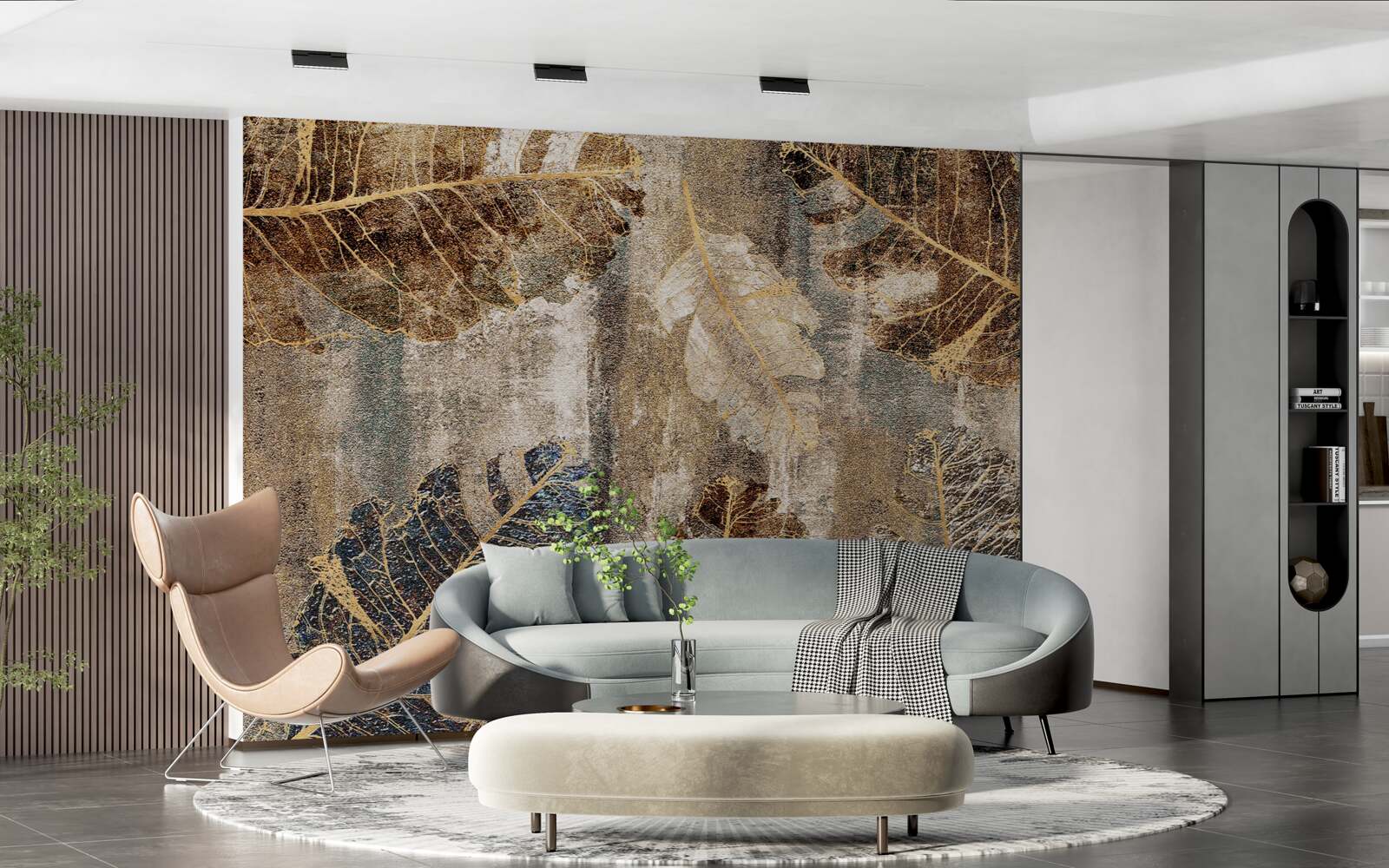 Fototapeta złote i czarne liście paproci