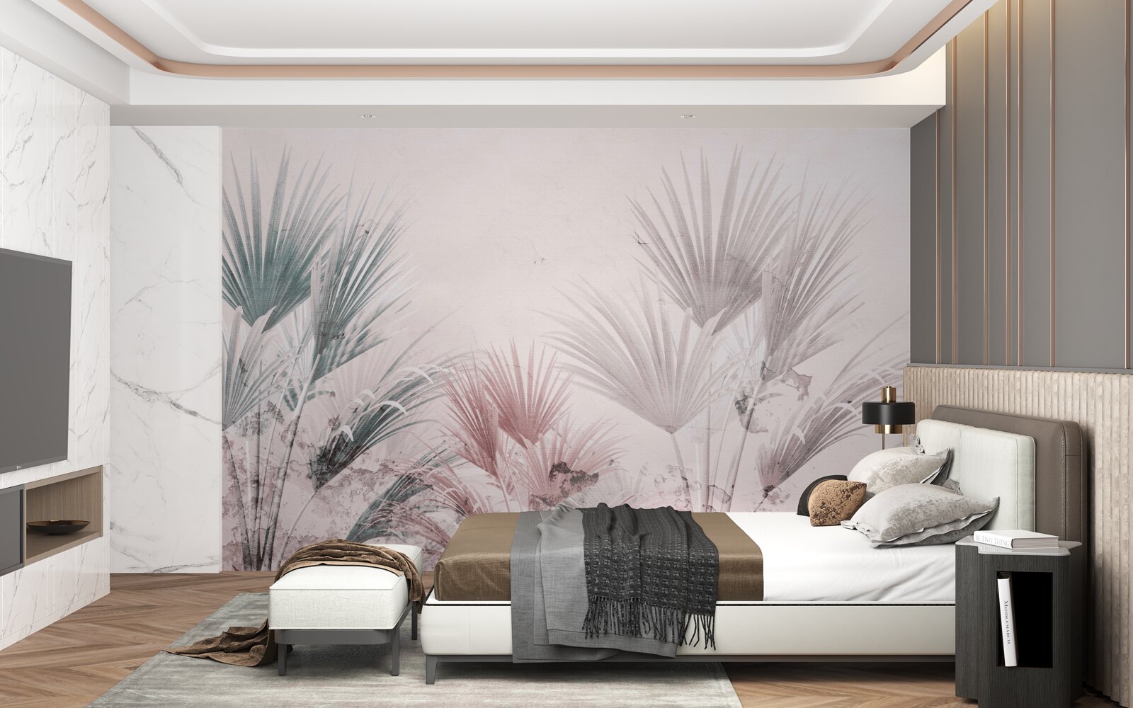 Fototapeta wielobarwne tropikalne paprocie