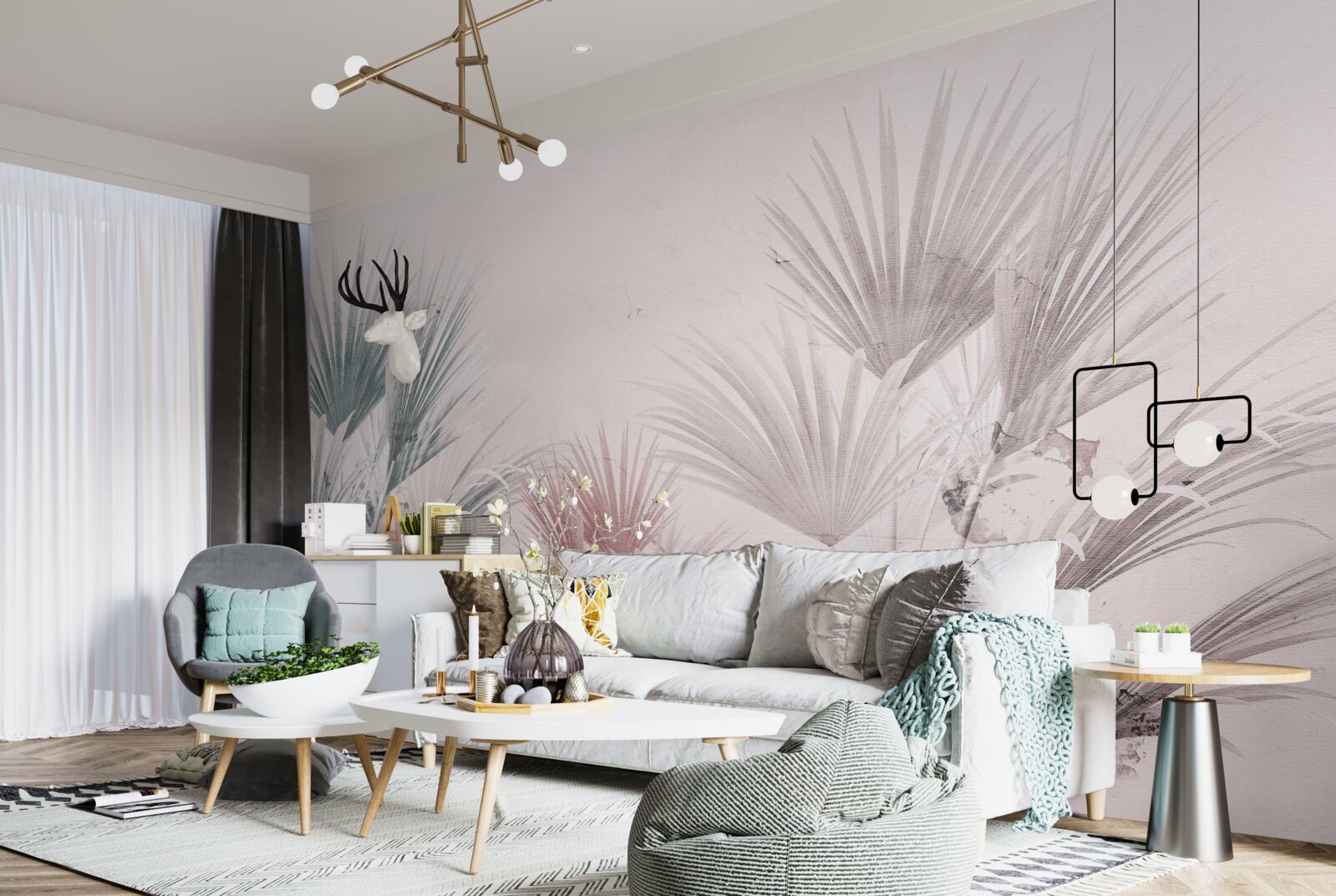 Fototapeta wielobarwne tropikalne paprocie