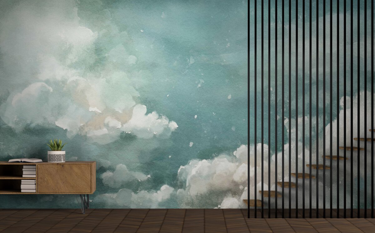 Fototapeta chmury nad spokojną powierzchnią wody