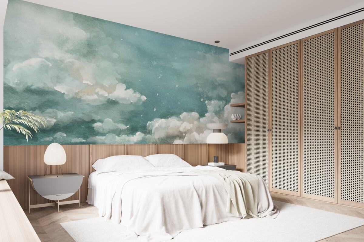 Fototapeta chmury nad spokojną powierzchnią wody