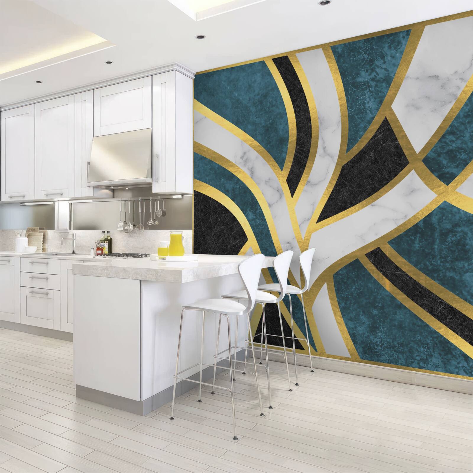 Fototapeta złote, gładko zarysowane postacie spotykające się w centrum