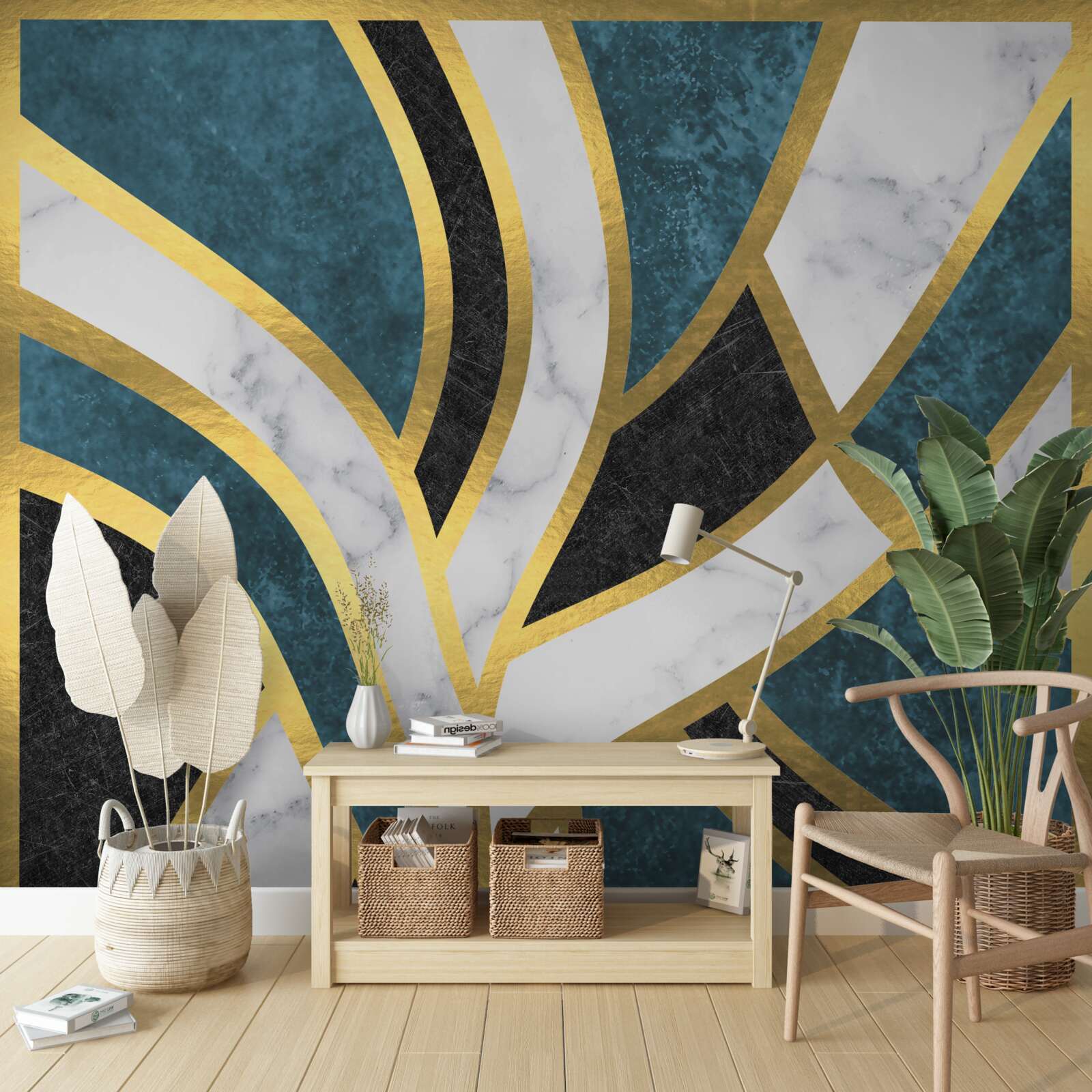 Fototapeta złote, gładko zarysowane postacie spotykające się w centrum