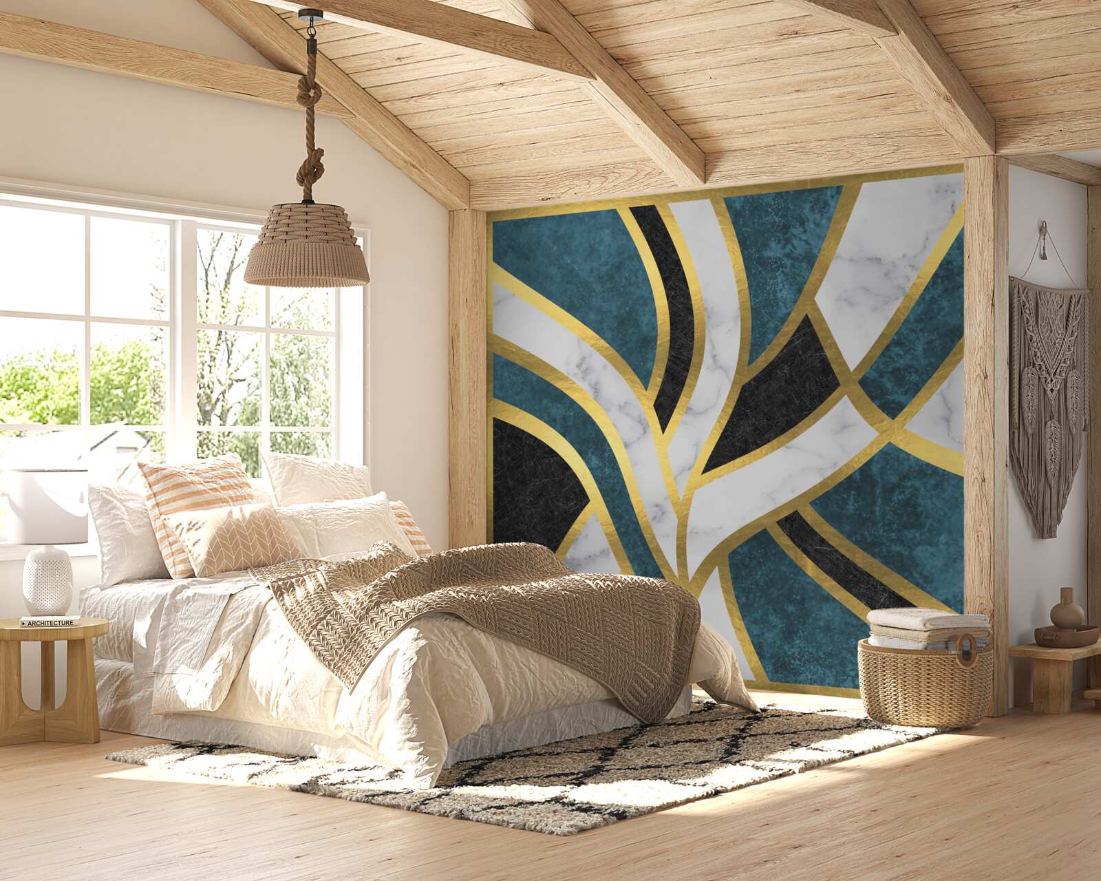 Fototapeta złote, gładko zarysowane postacie spotykające się w centrum