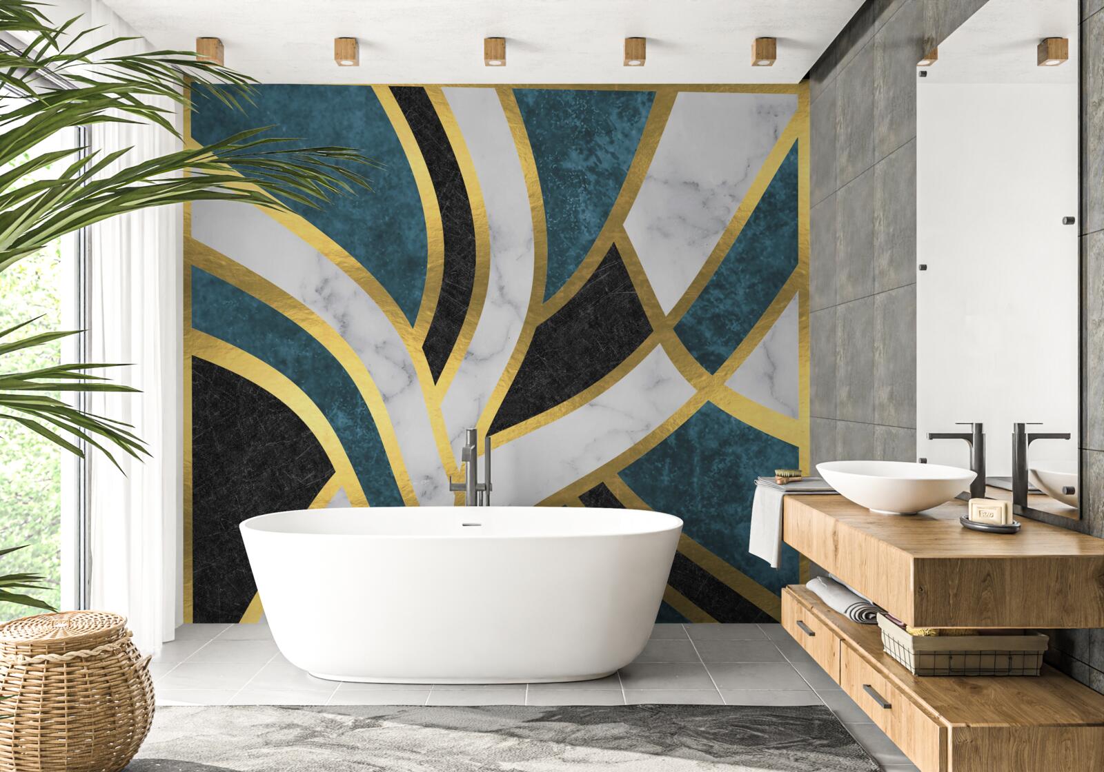 Fototapeta złote, gładko zarysowane postacie spotykające się w centrum