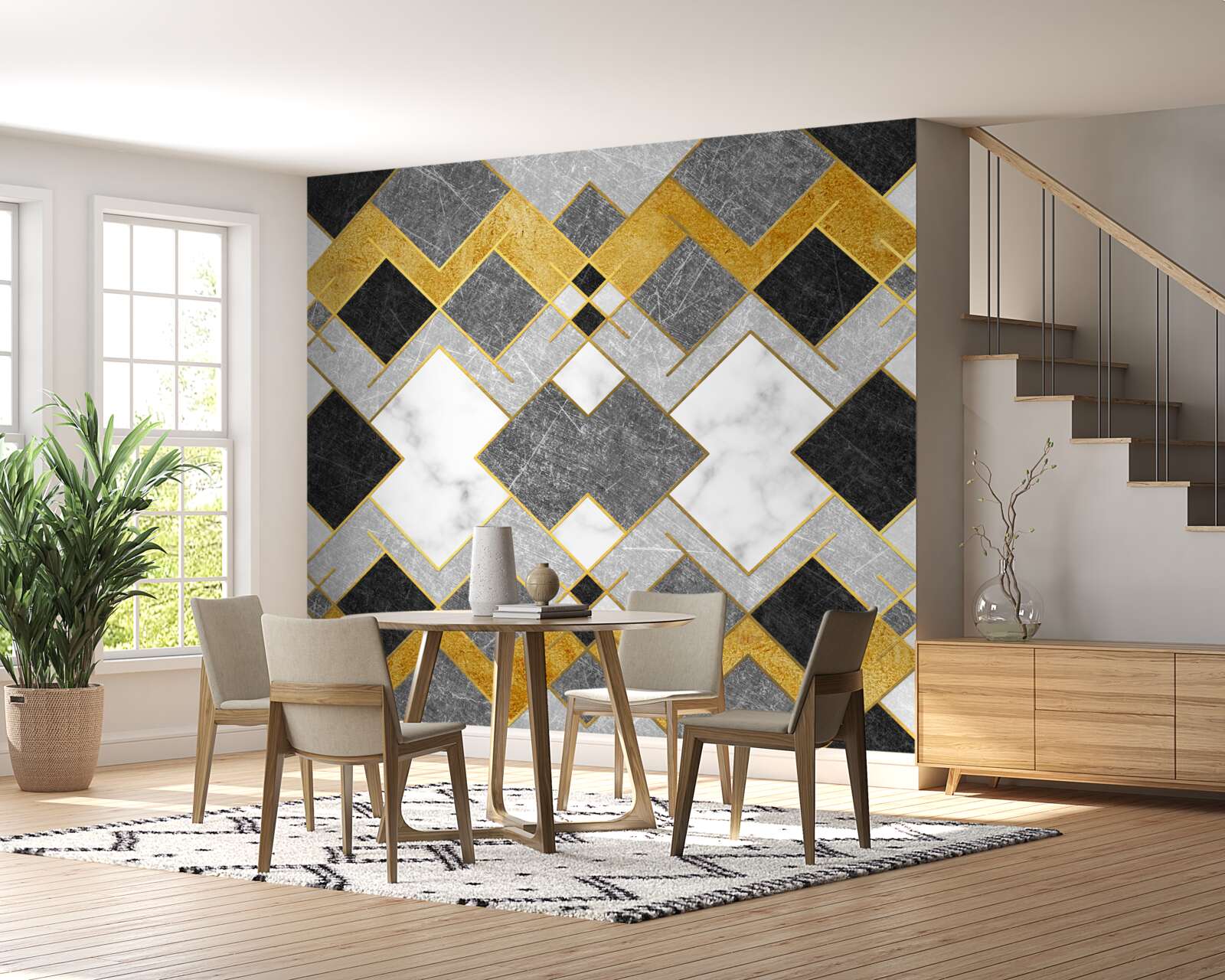 Fototapeta kwadraty o różnych kolorach odbite w lustrze