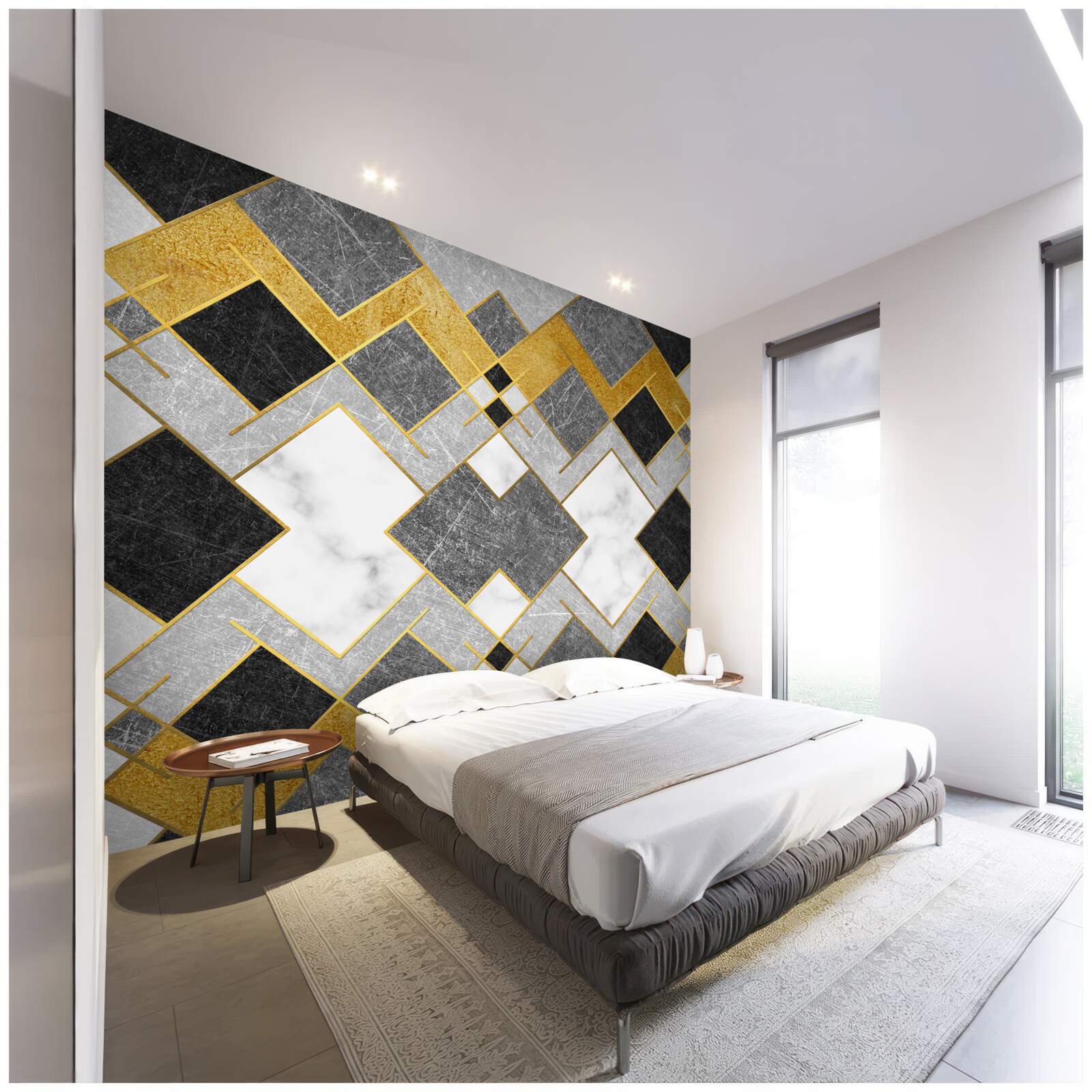 Fototapeta kwadraty o różnych kolorach odbite w lustrze