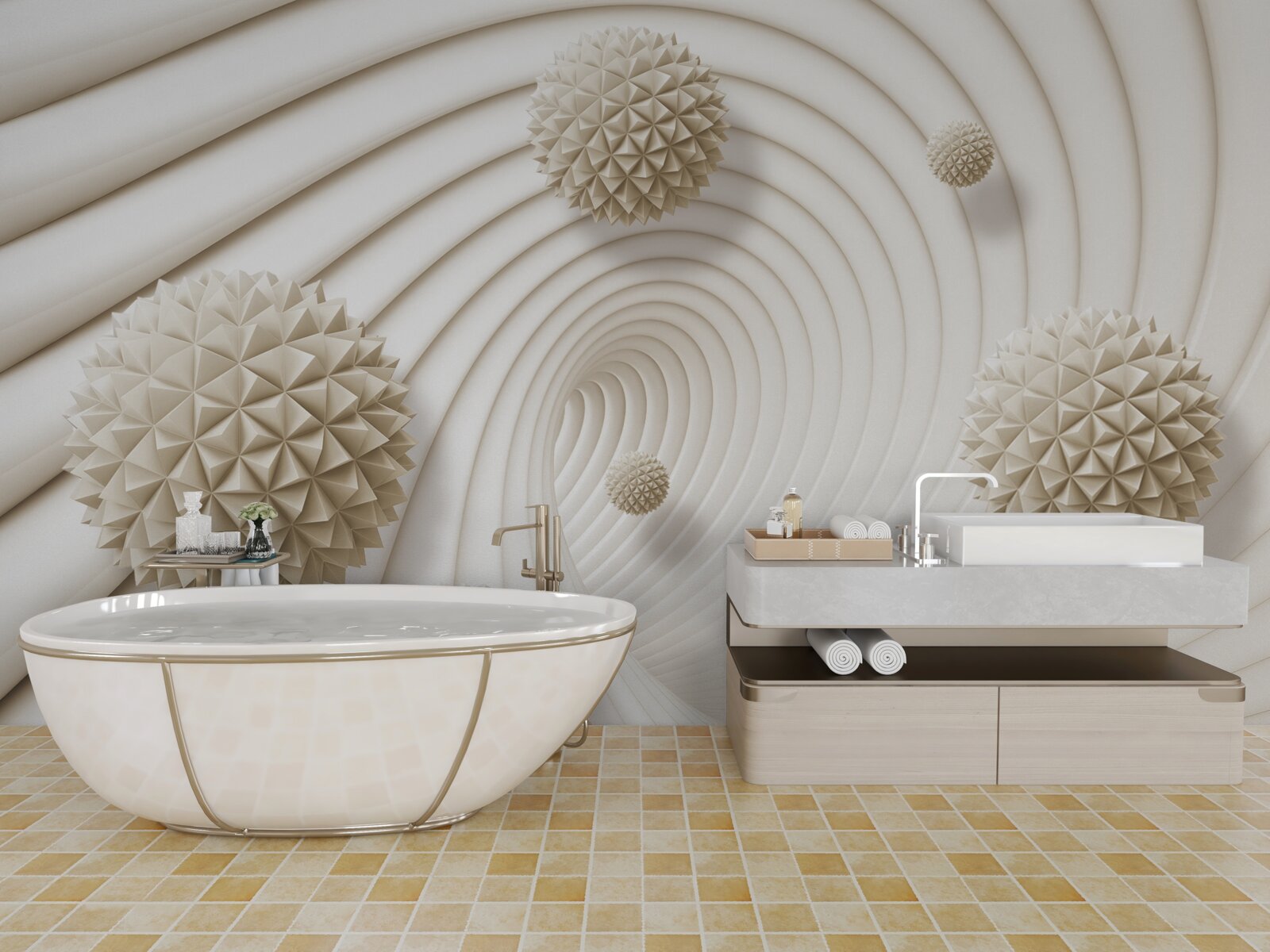 Fototapeta jasne kule w kształcie szprych w wirze