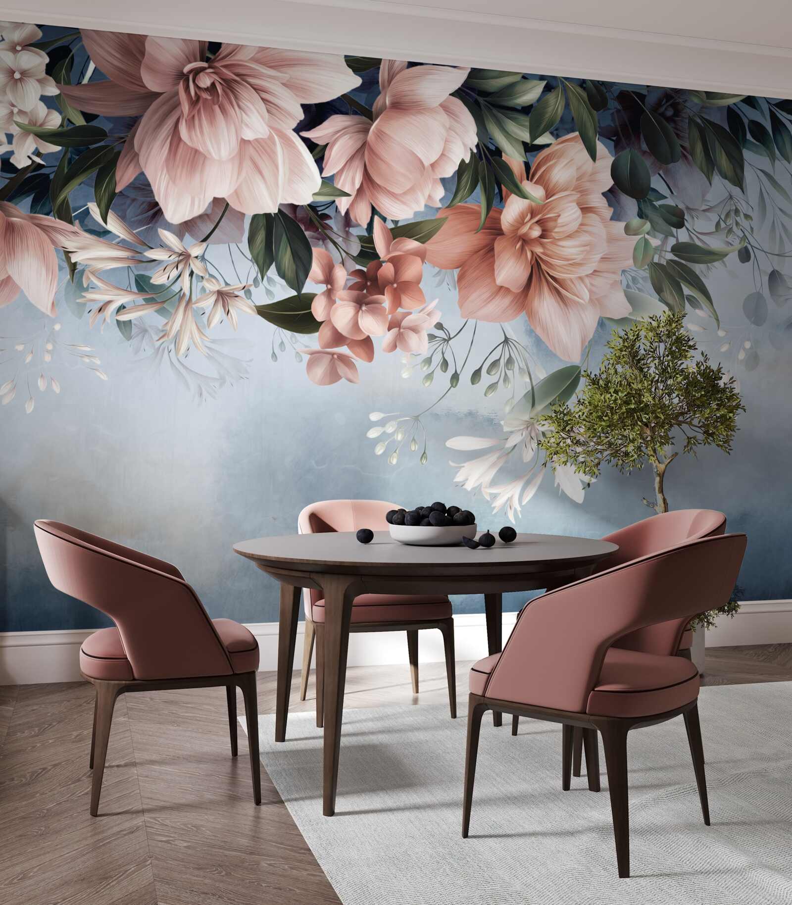 Fototapeta gałęzie kwiatów opadają na powierzchnię wody