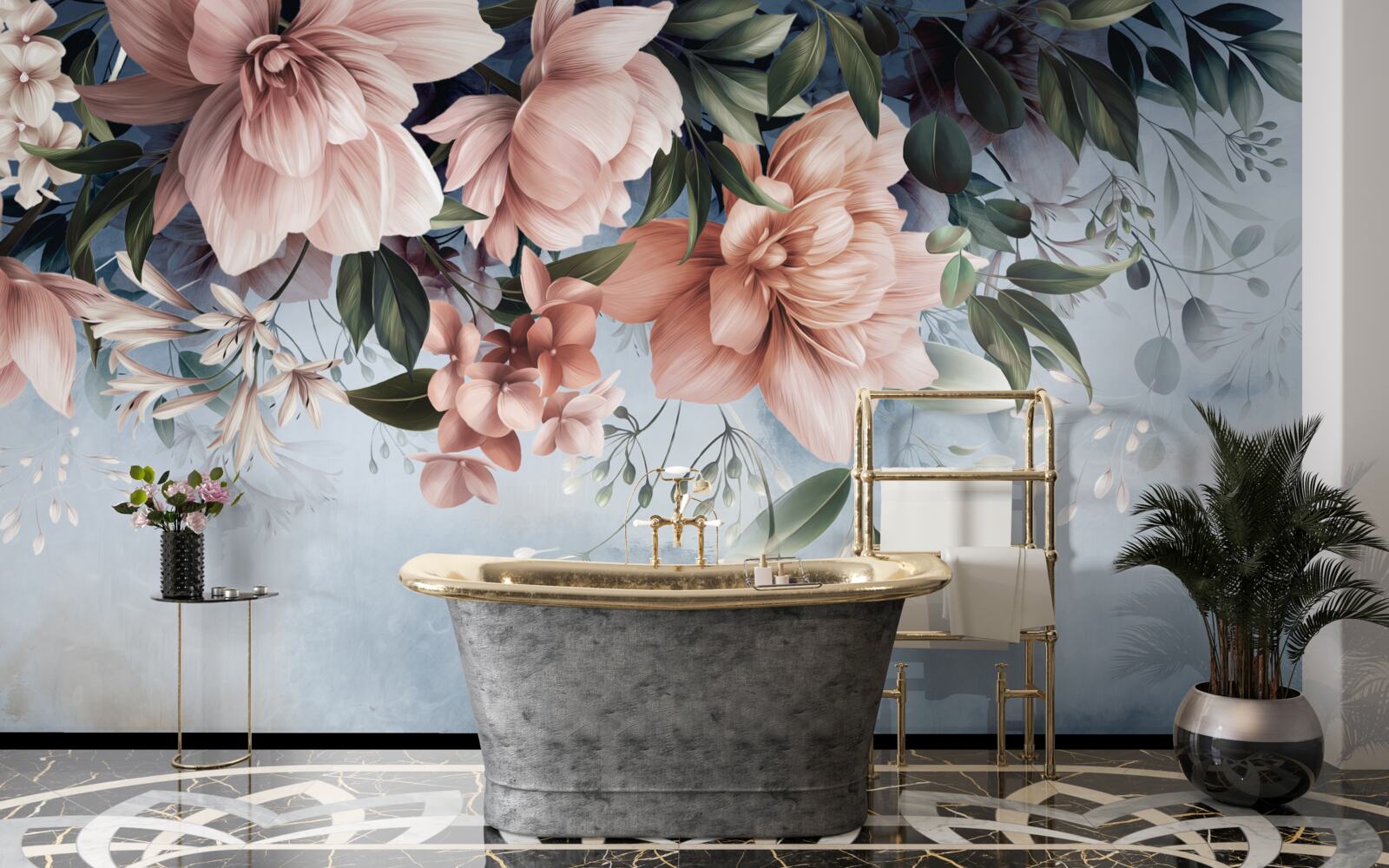 Fototapeta gałęzie kwiatów opadają na powierzchnię wody