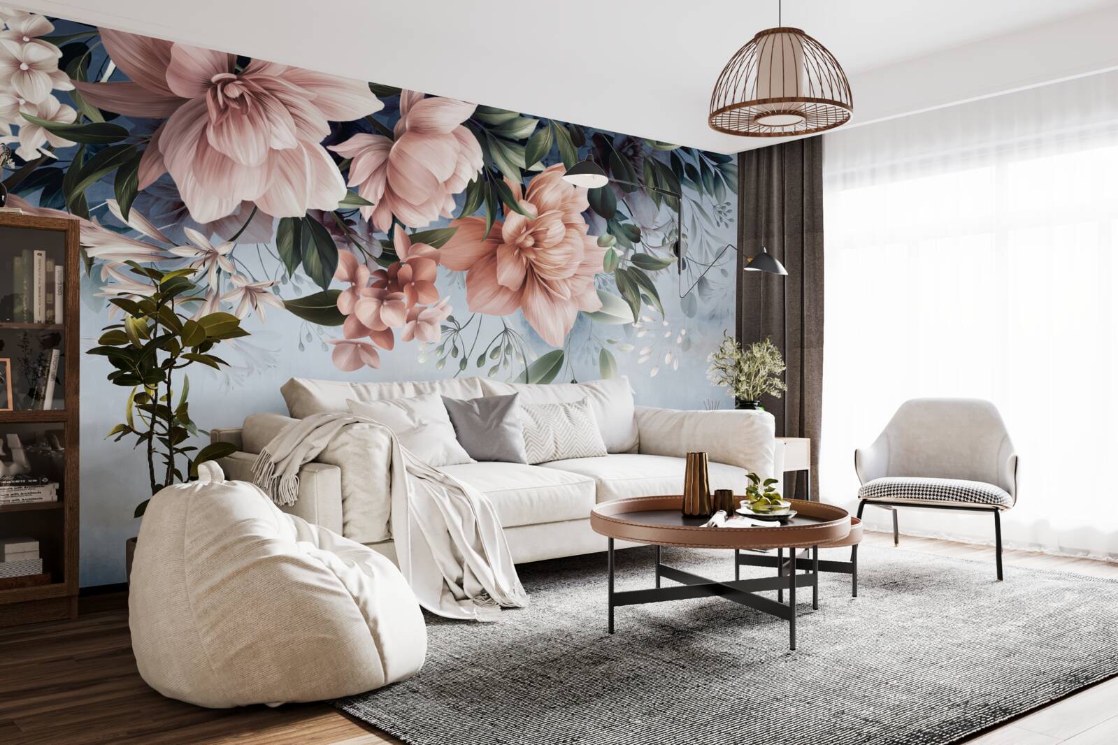 Fototapeta gałęzie kwiatów opadają na powierzchnię wody