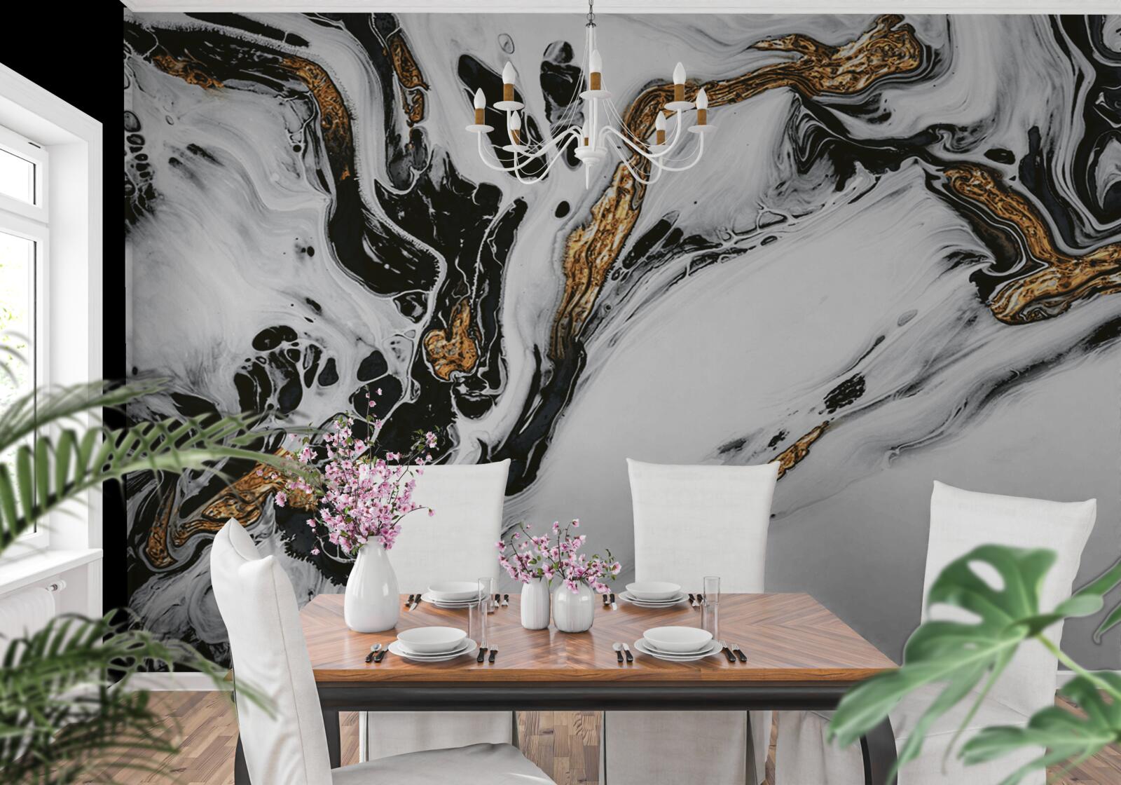 Fototapeta stoki pokryte śniegiem, z kamieniami w złotym świetle