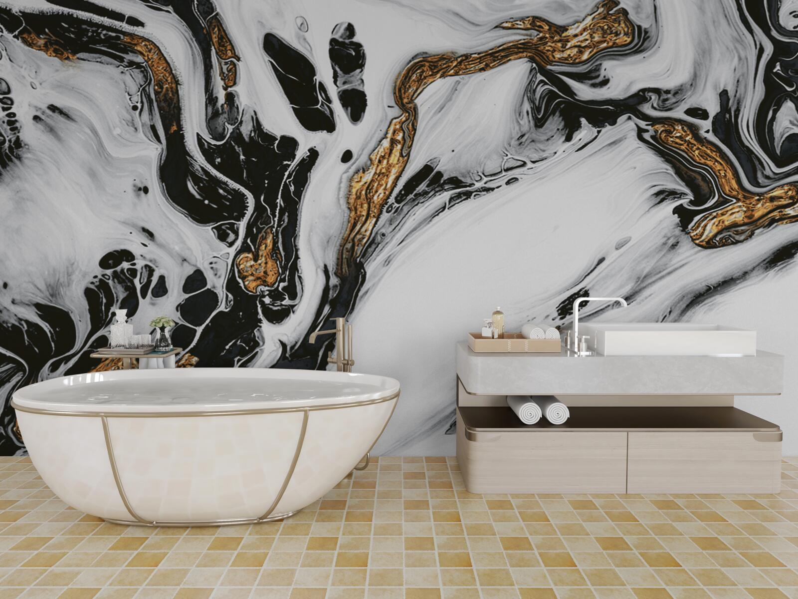 Fototapeta stoki pokryte śniegiem, z kamieniami w złotym świetle