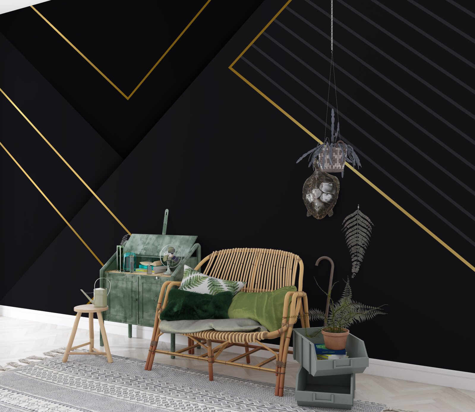 Fototapeta prostokąty o złotym odcieniu z czarnym rdzeniem