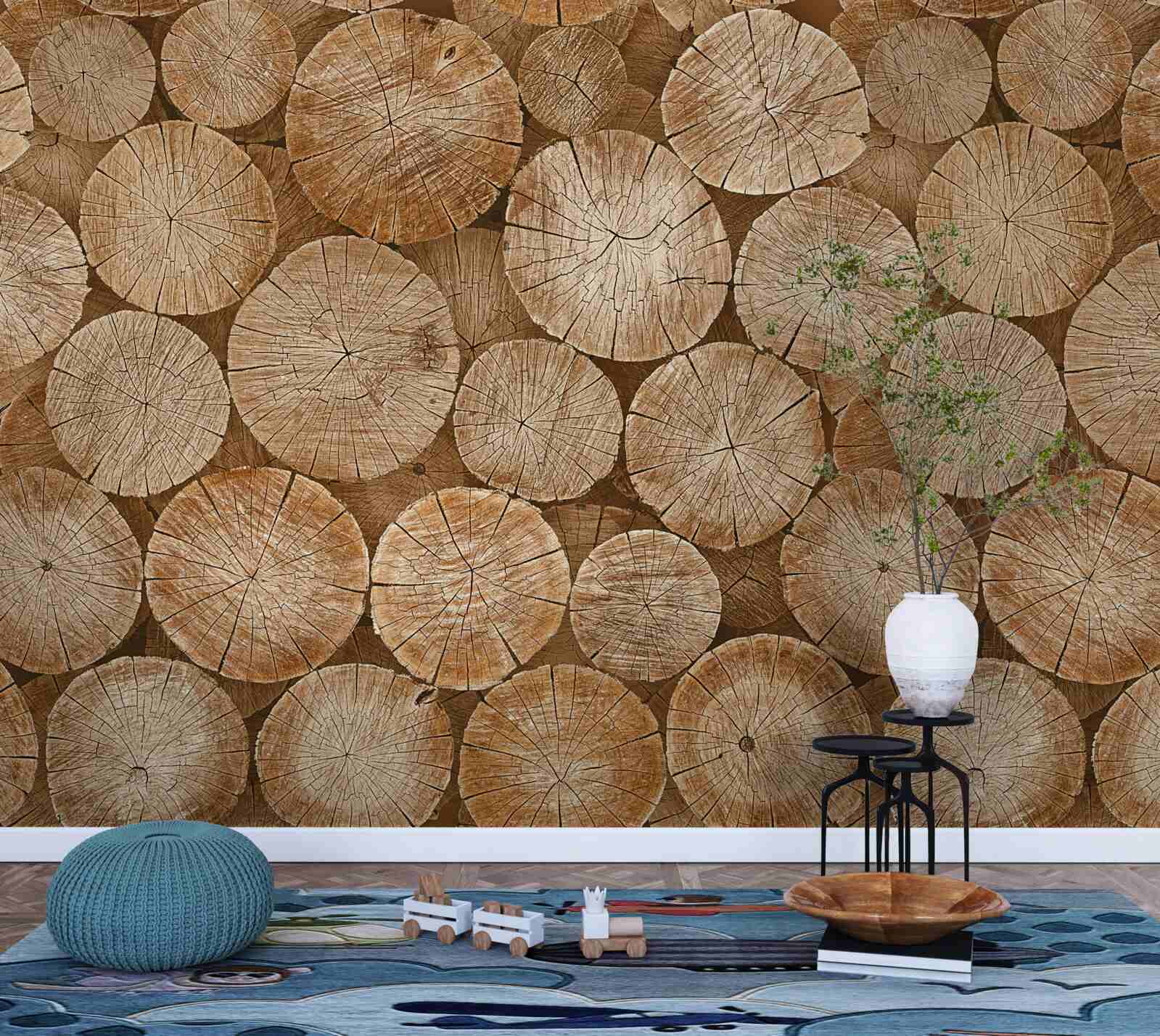 Fototapeta stos zebranego drewna opałowego