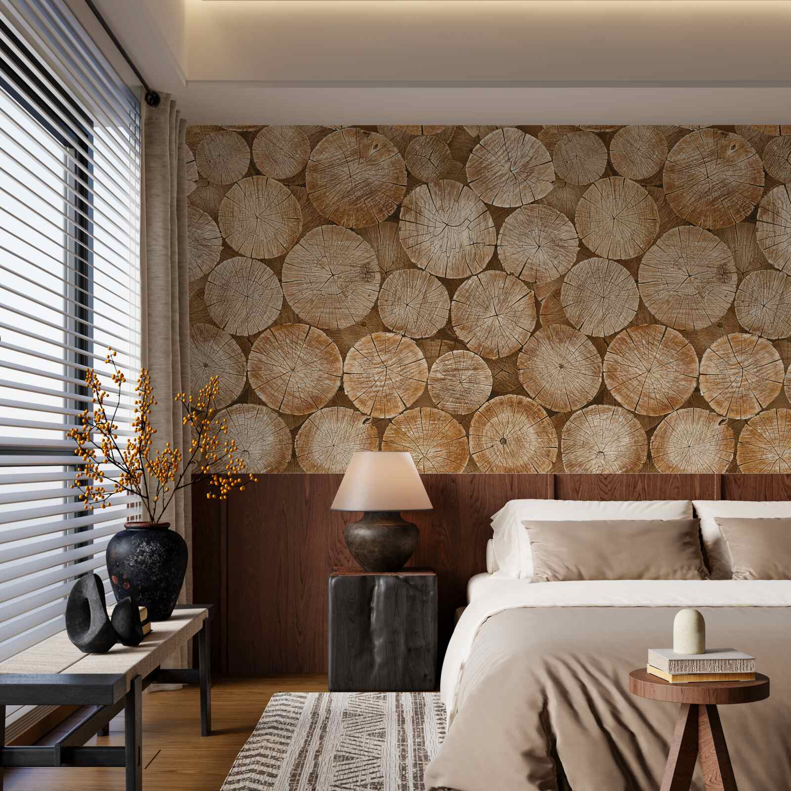 Fototapeta stos zebranego drewna opałowego