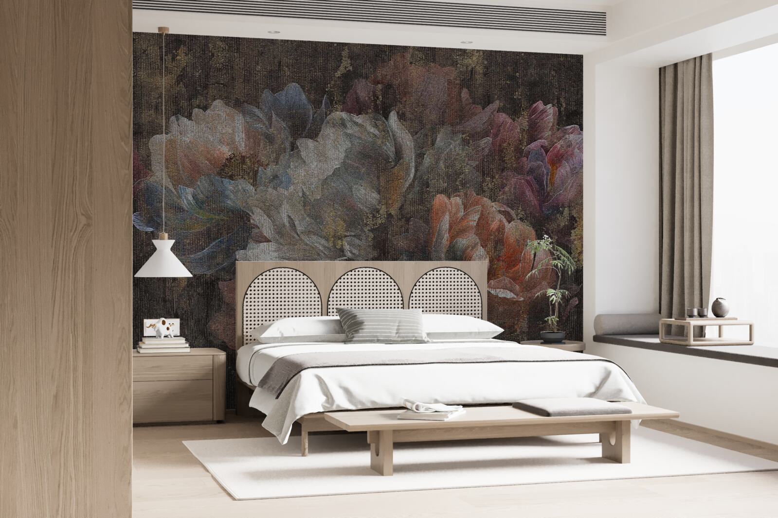 Fototapeta jesienne kwiaty w ulewnym deszczu