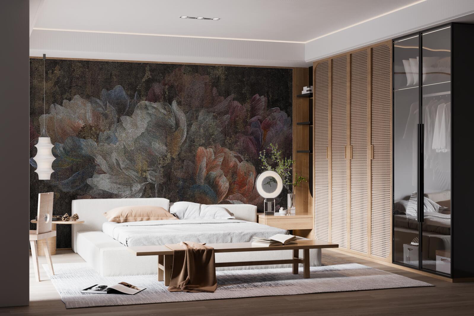 Fototapeta jesienne kwiaty w ulewnym deszczu