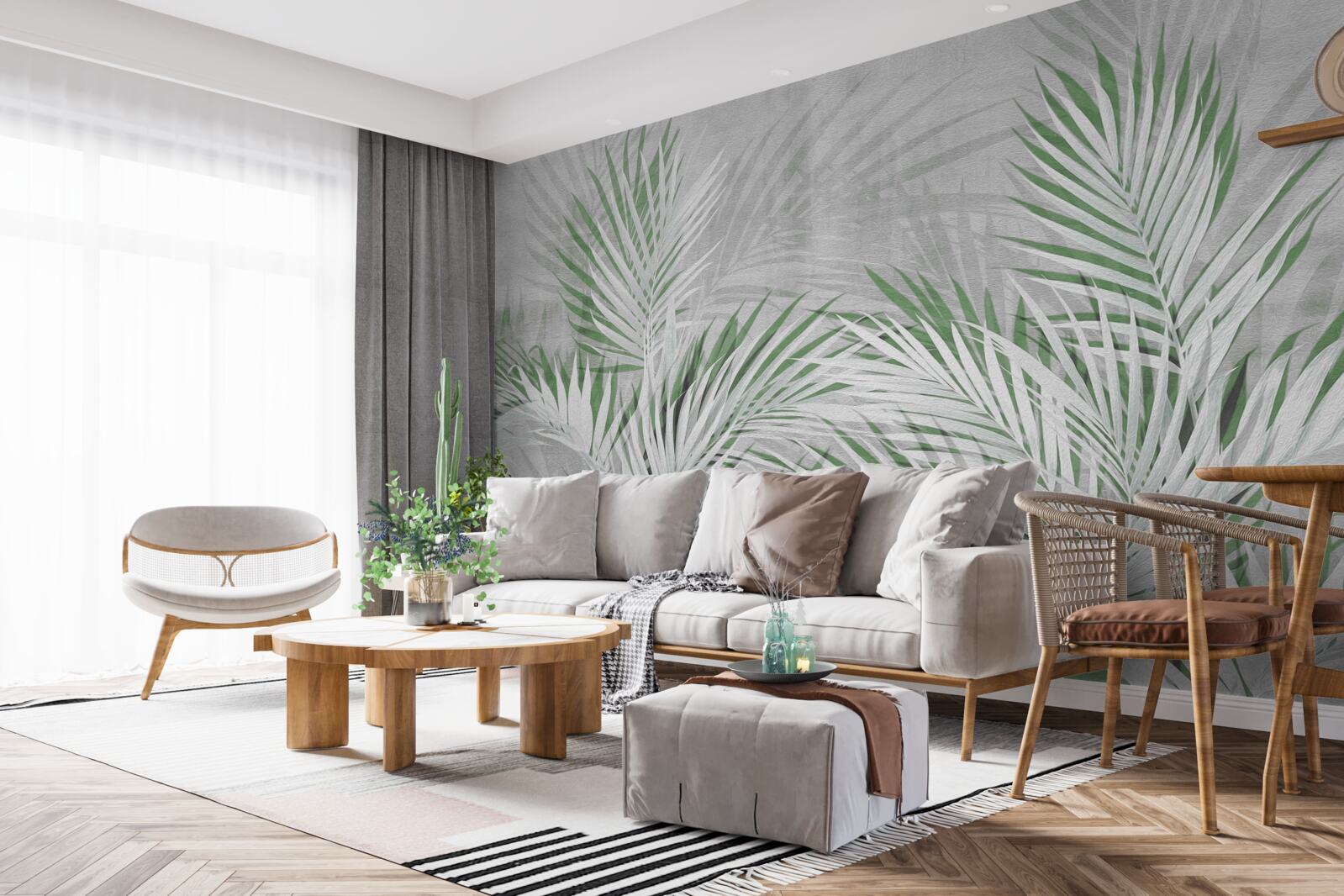 Fototapeta zielone i białe liście bujnej paproci