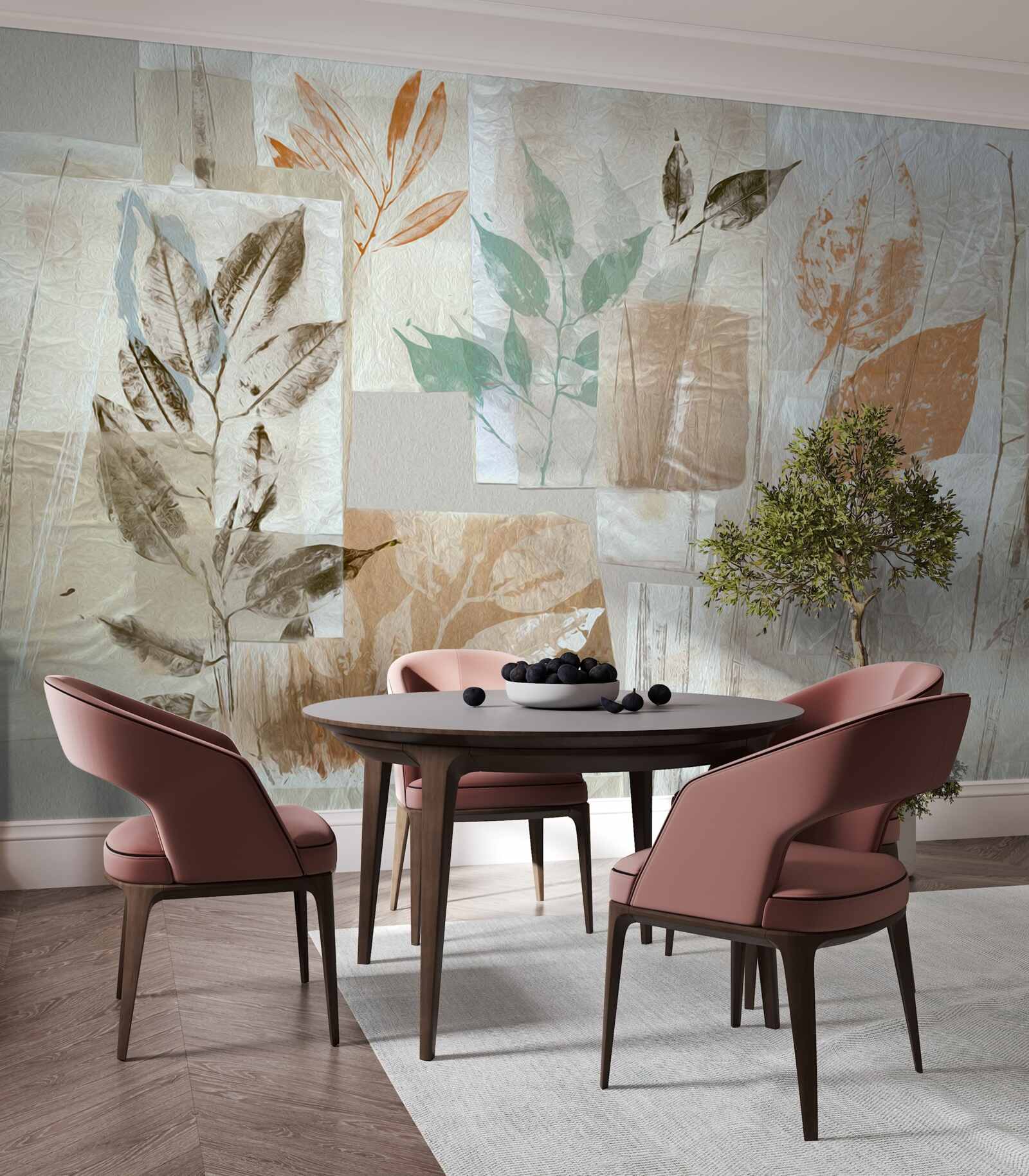 Fototapeta odsłanianie kwiatów i liści poprzez farbę