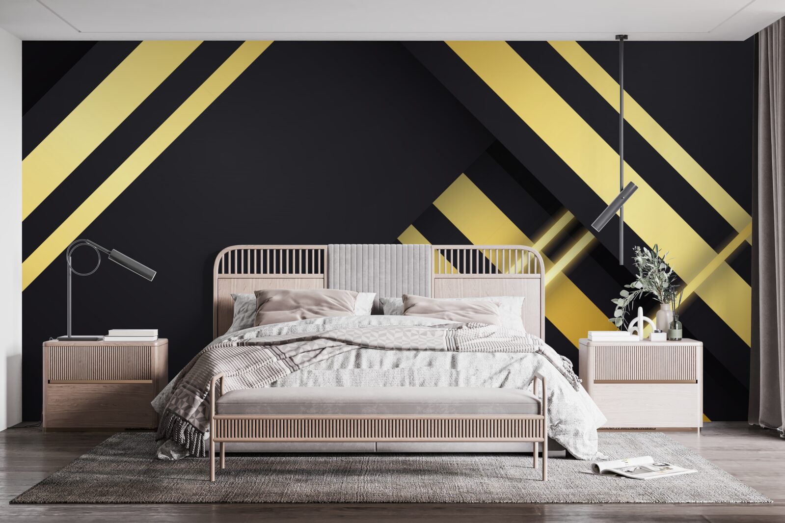 Fototapeta złote proste linie na czarnym tle