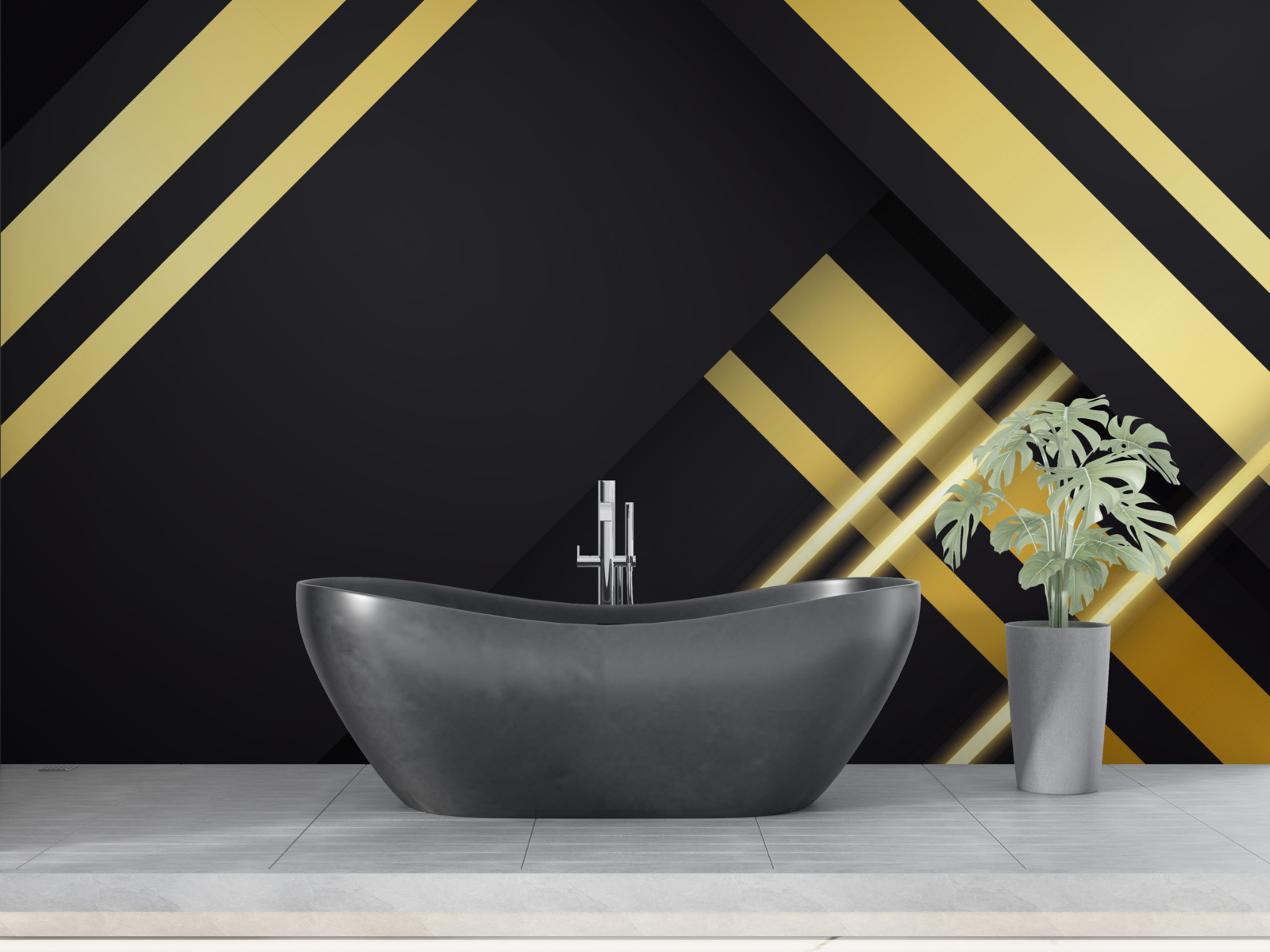 Fototapeta złote proste linie na czarnym tle