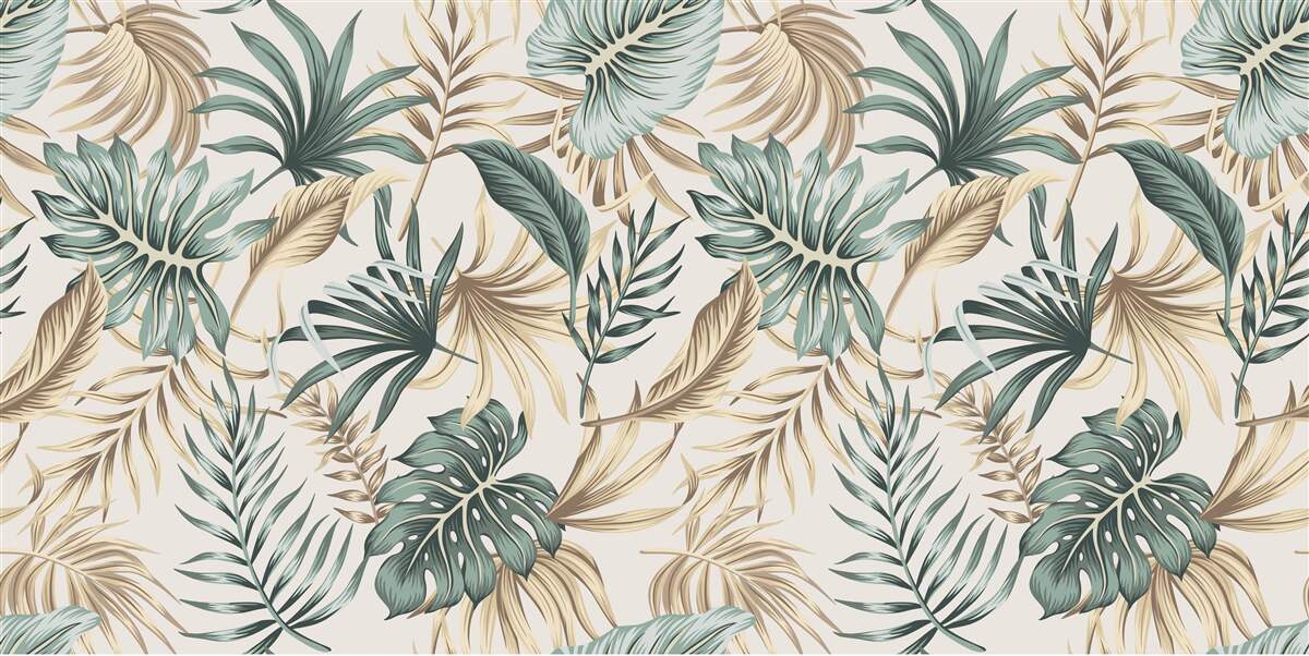 Fototapeta liście dżungli w odcieniach zieleni i złota