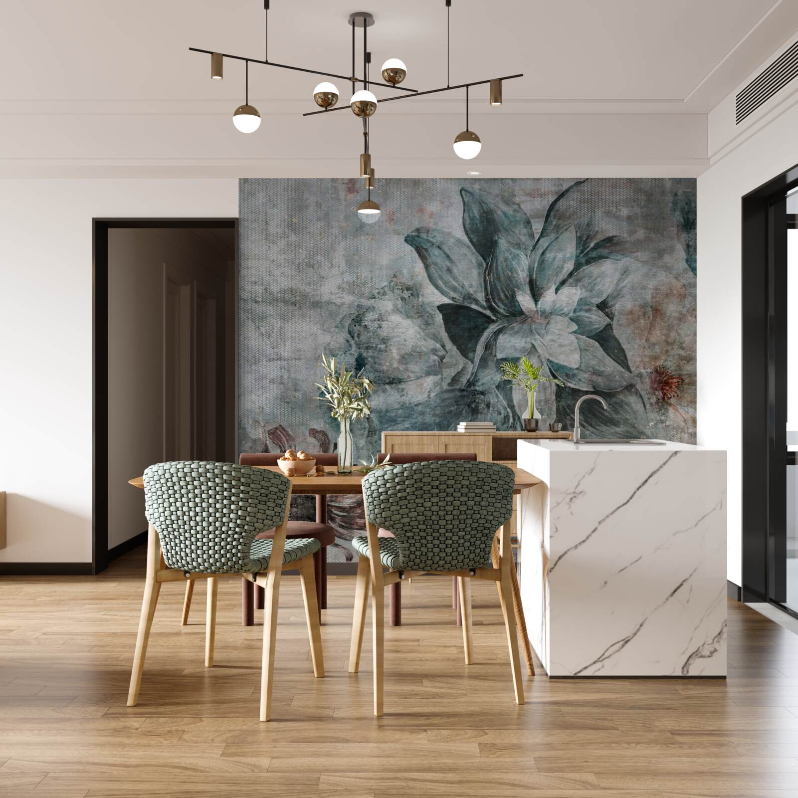 Fototapeta białoniebieski kwiat na rozmytym tle