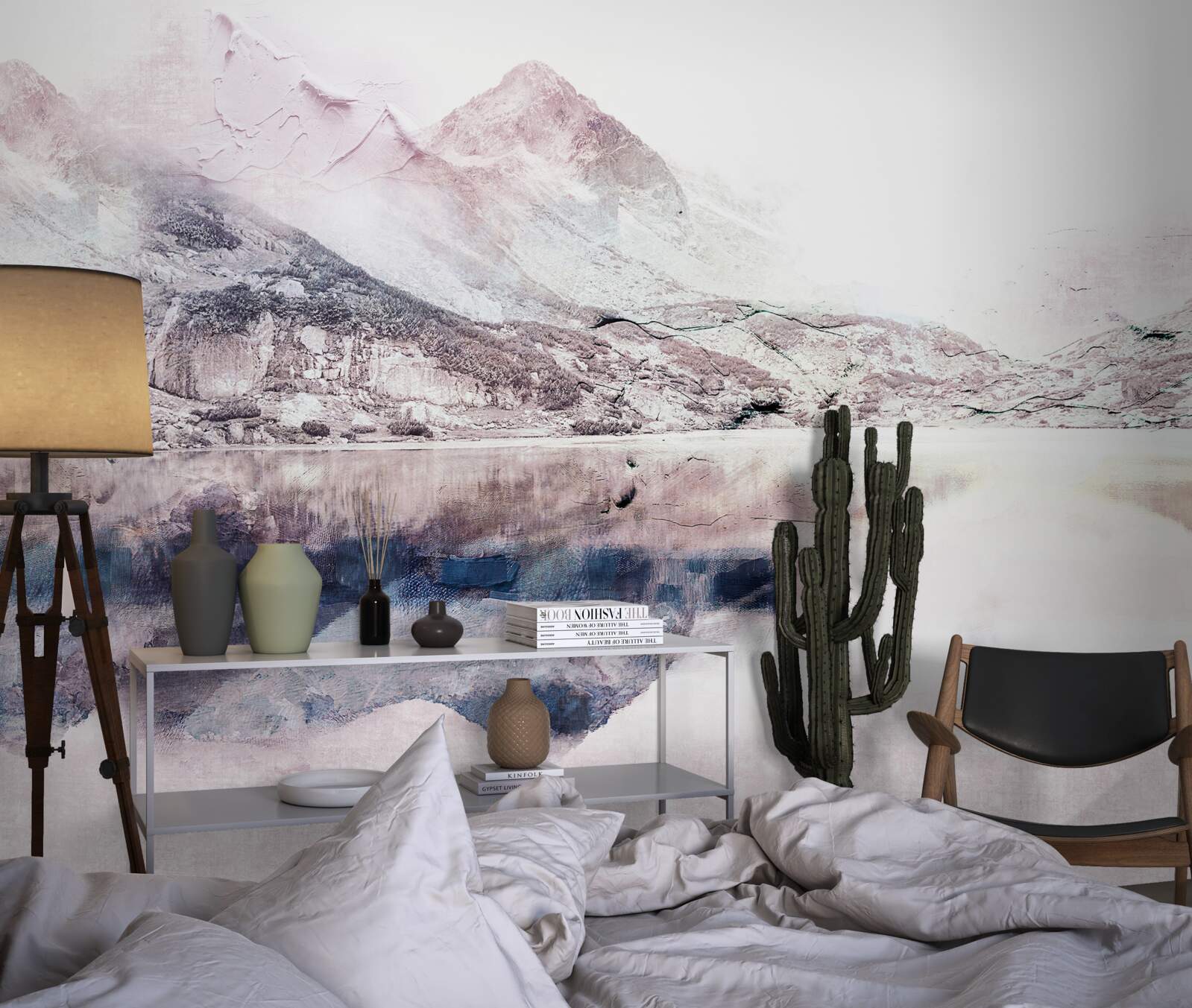 Fototapeta odbicie wysokich gór w lustrzanej powierzchni wody