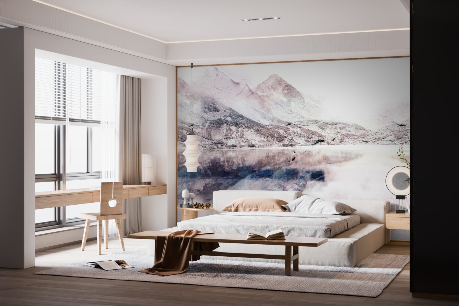 Fototapeta odbicie wysokich gór w lustrzanej powierzchni wody