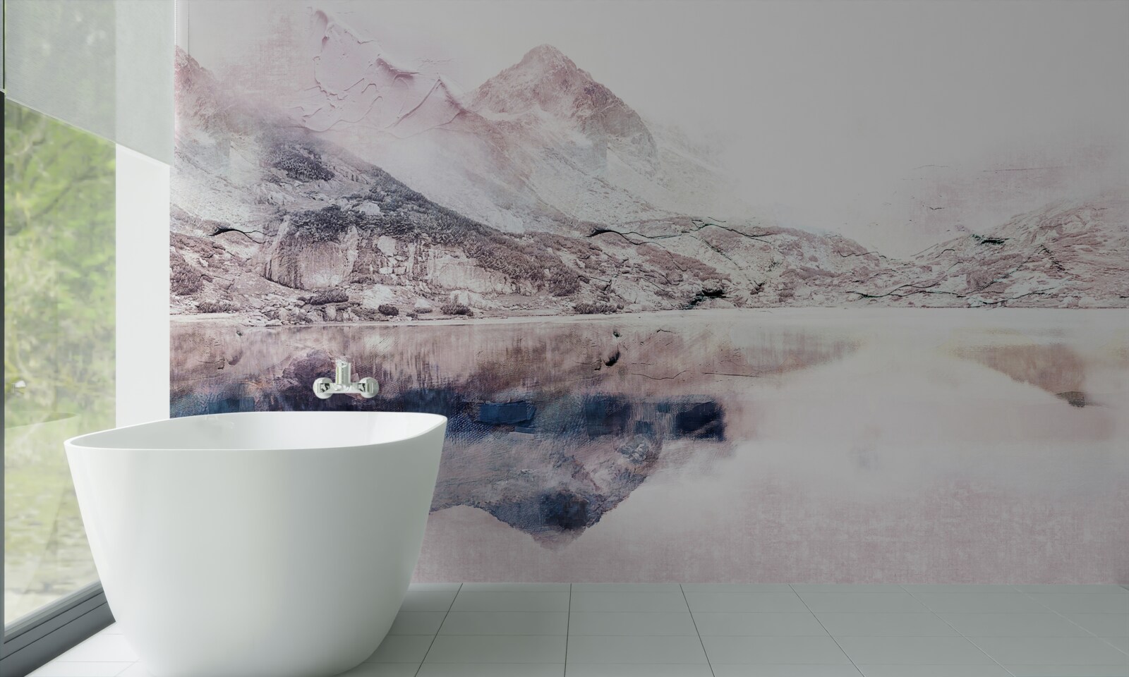 Fototapeta odbicie wysokich gór w lustrzanej powierzchni wody