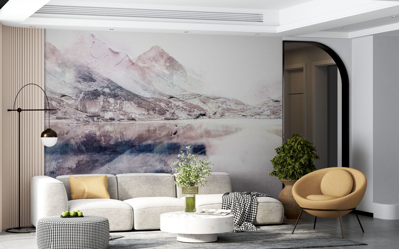 Fototapeta odbicie wysokich gór w lustrzanej powierzchni wody