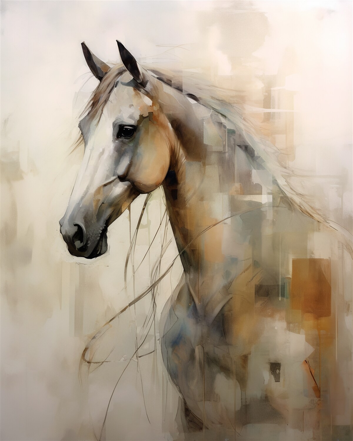 Fototapeta egzotyczny śnieżnobiały koń z bujną grzywą