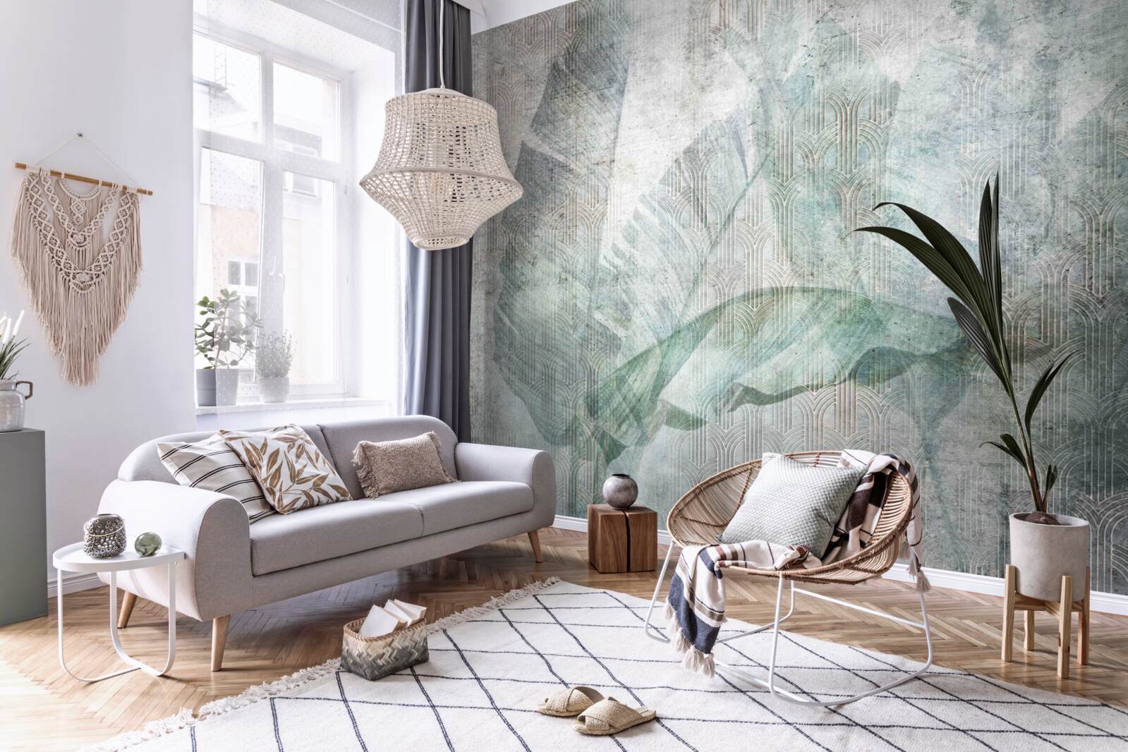 Fototapeta akwarele inspirowane roślinnością dżungli