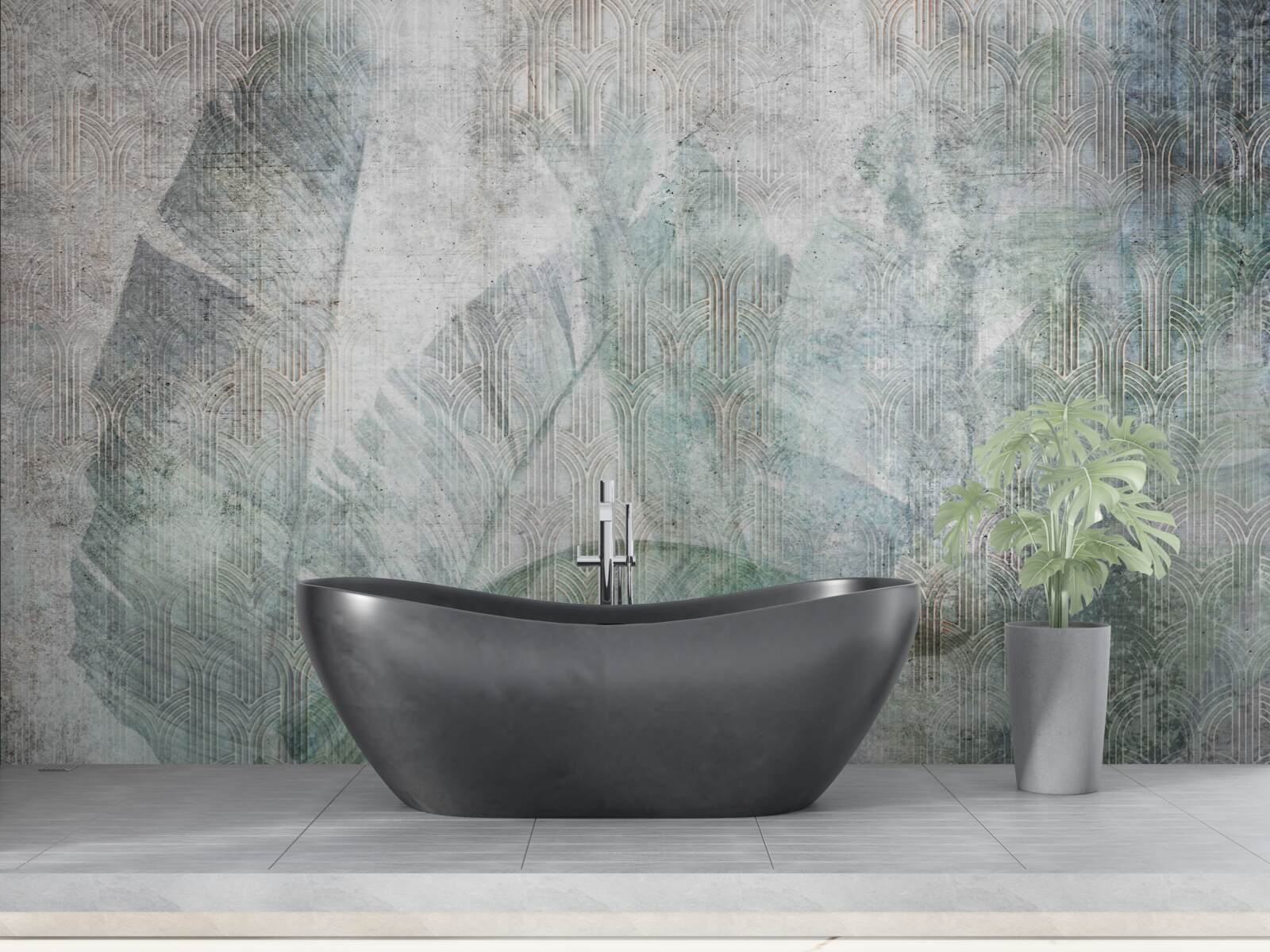 Fototapeta akwarele inspirowane roślinnością dżungli