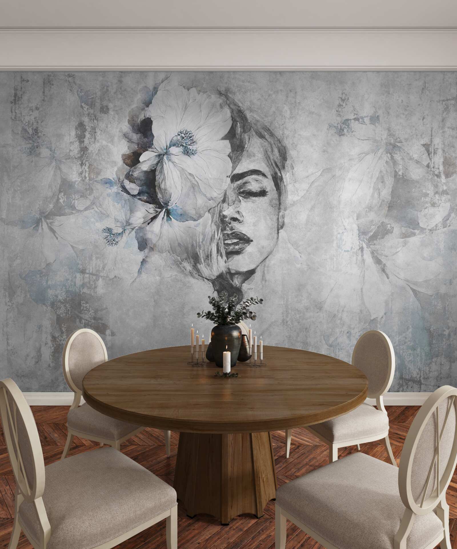 Fototapeta wizerunek dziewczynki na szarym tle