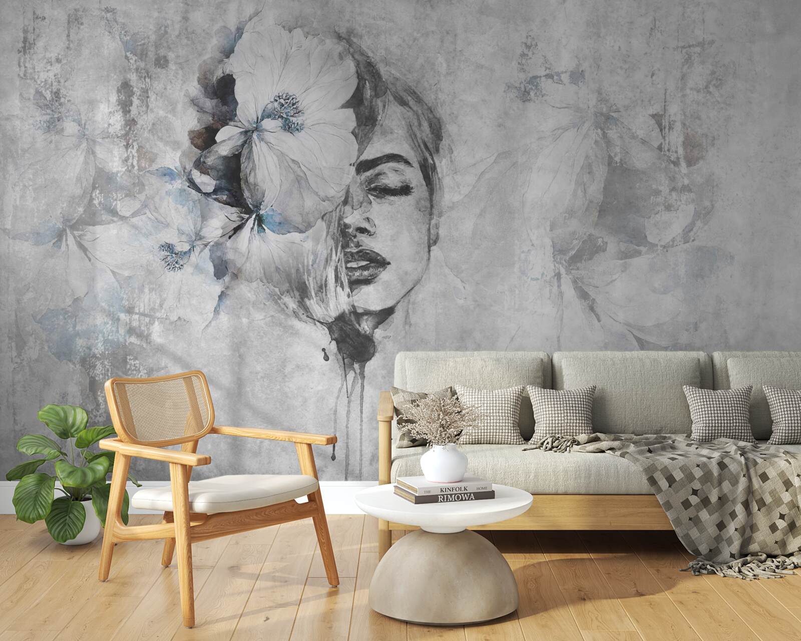 Fototapeta wizerunek dziewczynki na szarym tle