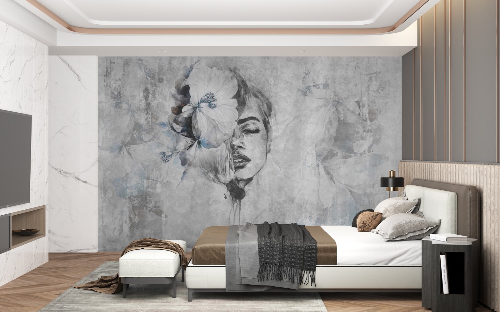 Fototapeta wizerunek dziewczynki na szarym tle