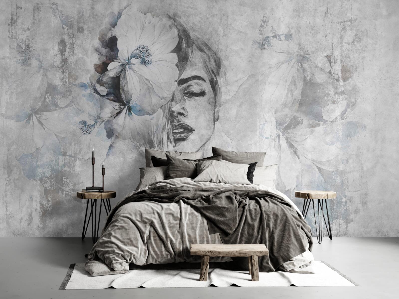 Fototapeta wizerunek dziewczynki na szarym tle